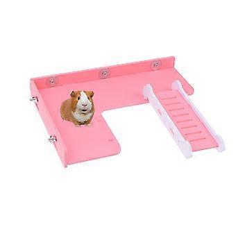 Hamster Climbing Ladder Playing Platform Toy for Playing Pink Wood