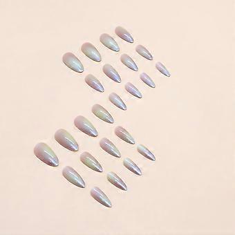 Almond Press on Nails Medium Aurora Fake Nails Glossy Full Cover Acrylic False