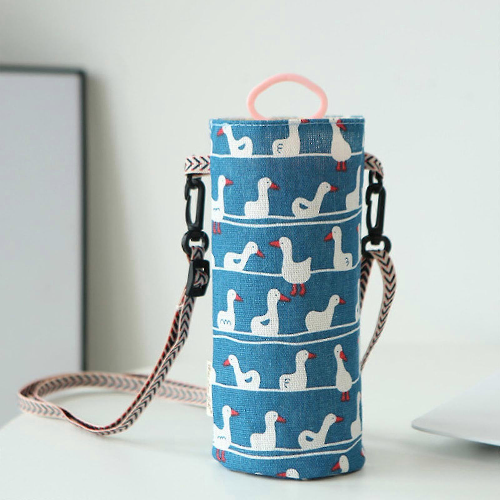 Pochette isotherme en PVC pour gourde ou bouteille d'eau, étanche, à porter en bandoulière, double compartiment, multicolore, 19 x 8 cm