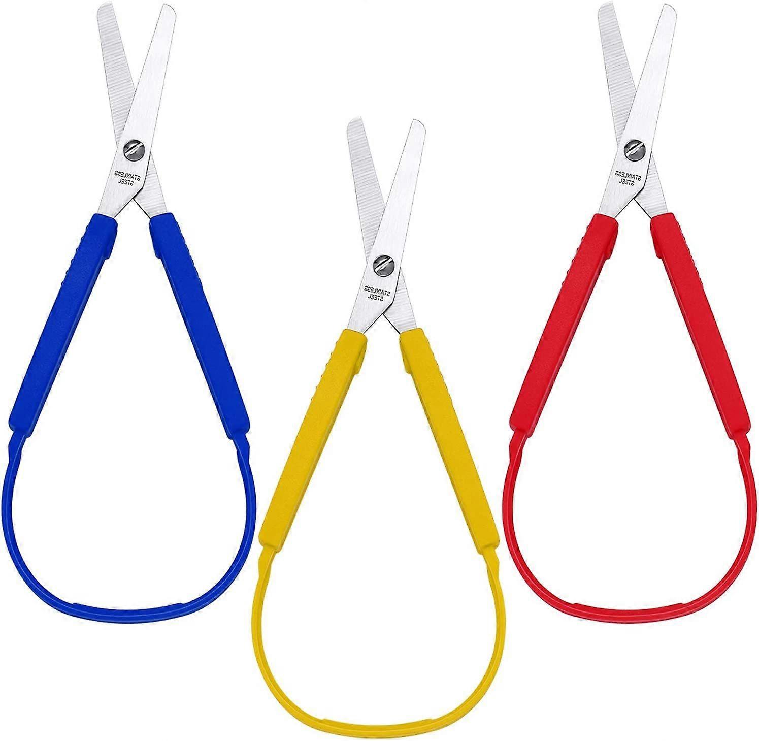 Loop Scissors Colorful Grip Scissors Loop Handle Self-Opening Scissors Adaptive Cutting Scissors