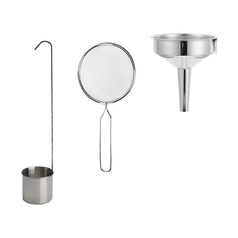 Multi-Function Flask Funnel Silver Household Oil Funnel 2Sets