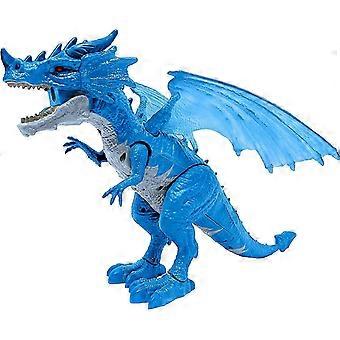 Smoke-breathing standing dragon toy with walking motion, lights and roaring sound effects-Good