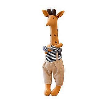 Cartoon Giraffe Plush Toy 45cm Stuffed Animal Doll with Clothes, Soft Long Neck Plush Figure for Kids Room Decor, Photography Prop, and Nordic INS Sty