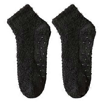 1 Pair Women Socks Mid-tube No Odor Thickened Coral Fleece Warm Solid Color Silicone Bottom High Elasticity Anti-slip Sweat-absorption Anti-shrink Spo