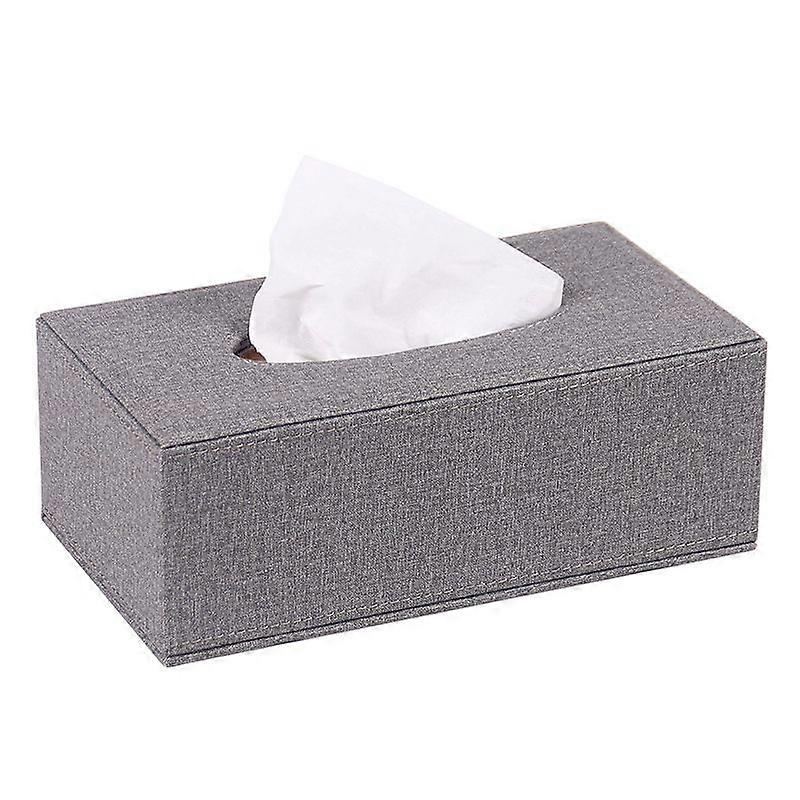 Rectangular linen tissue box for home, office - grey [XR]