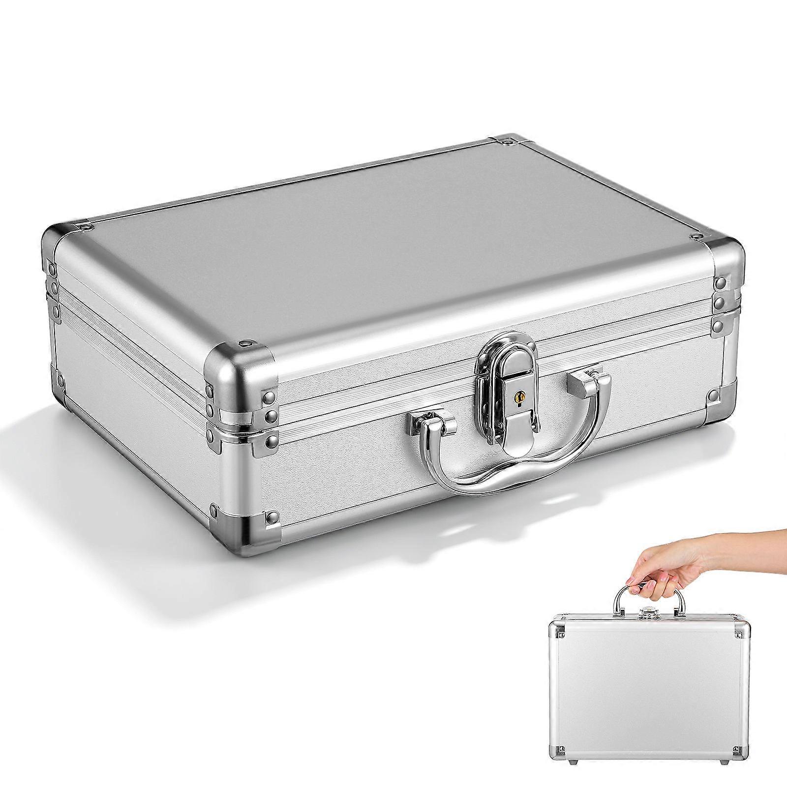 Aluminum Alloy Briefcase Hard Storage Case Sponge Insert Briefcase for Instruments Storage