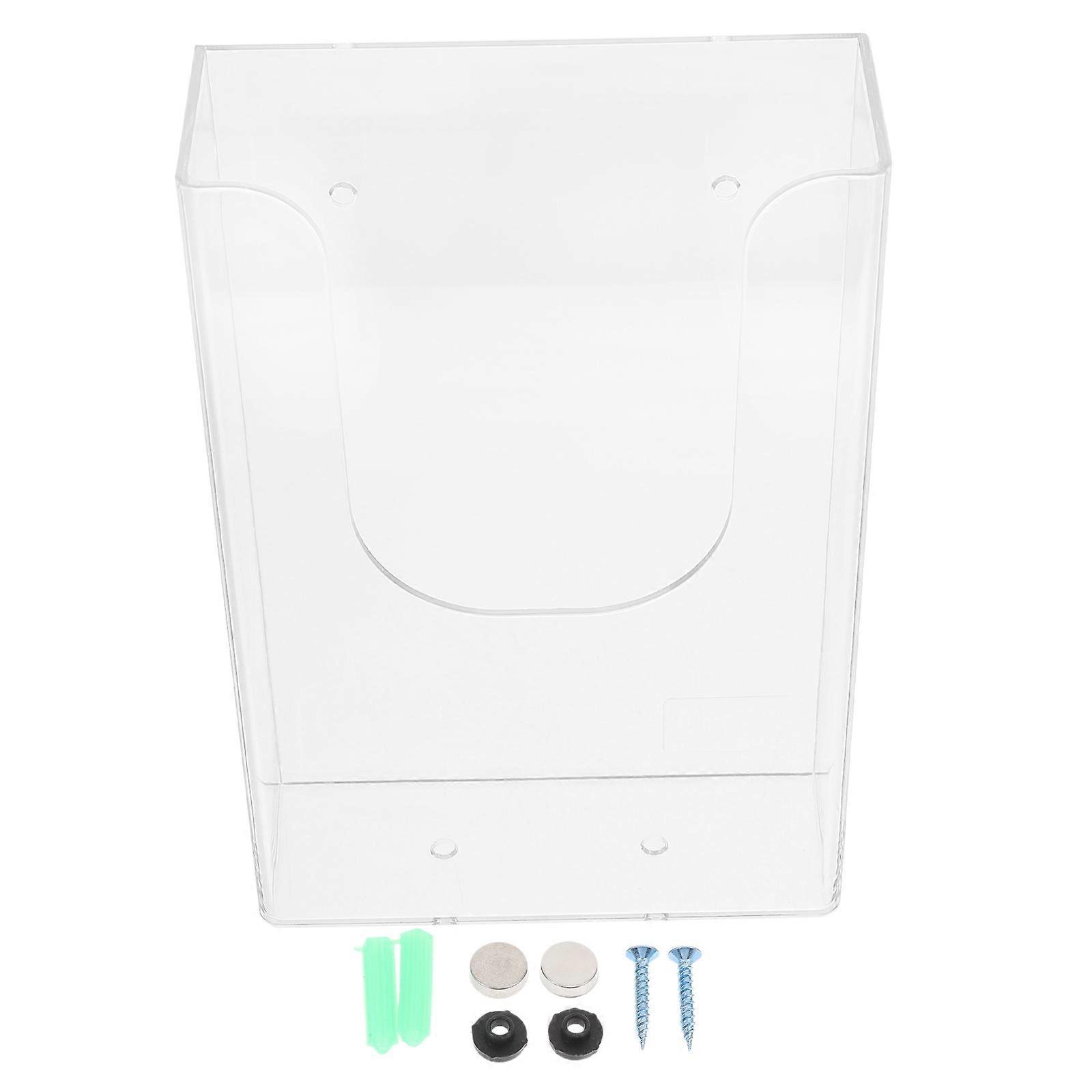Wall-Mounted Document Rack Transparent Plastic File Holder for Storage Use 4Pcs