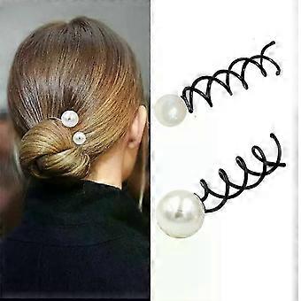 Z7 koreansk svart perle spiral spinn skrue bobby pin hårspenne vri fletter hårspenne svarte hårnåler hårfletter stylingtilbehør