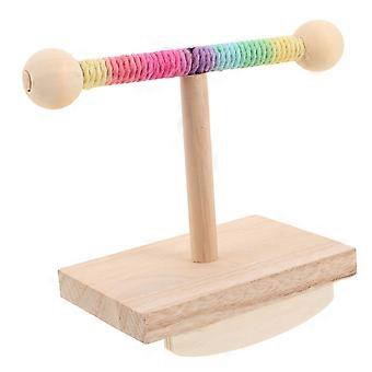 Natural Wood Parrot Training Perch Interactive Rocking Stand