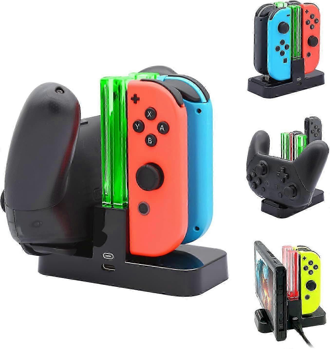 Charger Compatible with Nintendo Switch&OLED, Charging Dock Compatible with Joycon and Compatible with Pro Controller with Charging Indicator and Type