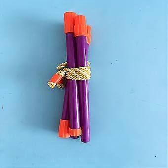 Double Rod Pull String Bubble Wand, Outdoor Toy for Kids, Purple with Orange Caps, for Park Beach Backyard Fun