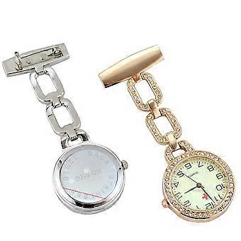 Retro Hanging Pocket Watch Silver for Watching Time with Noctilucence 2Pcs