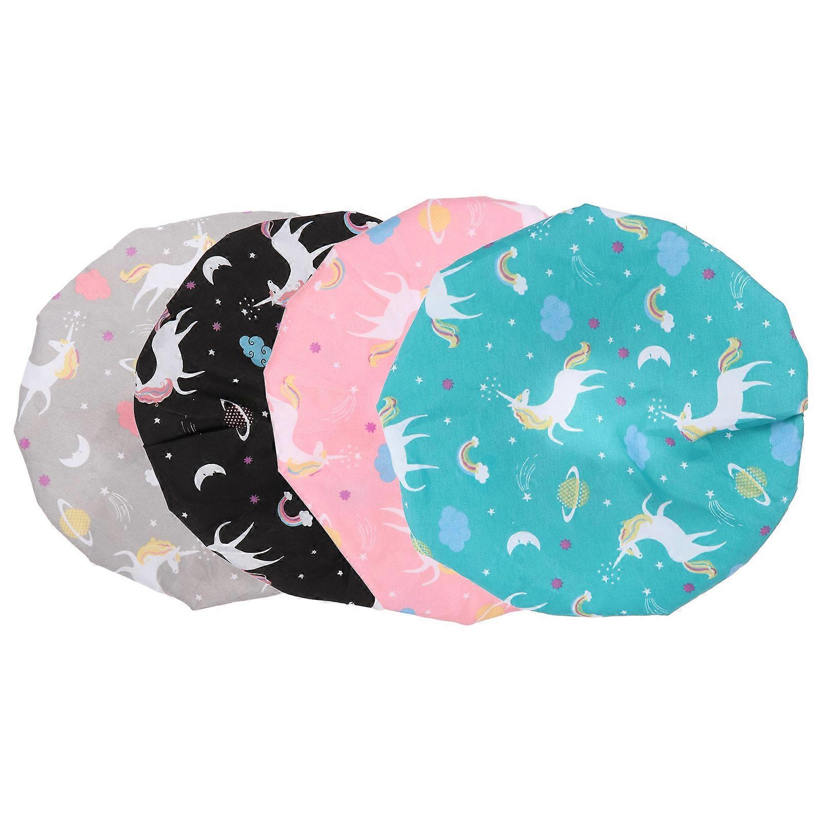 Waterproof Bath Caps Double-Layer Function for Bathing Use 4Pcs Disposable Eva