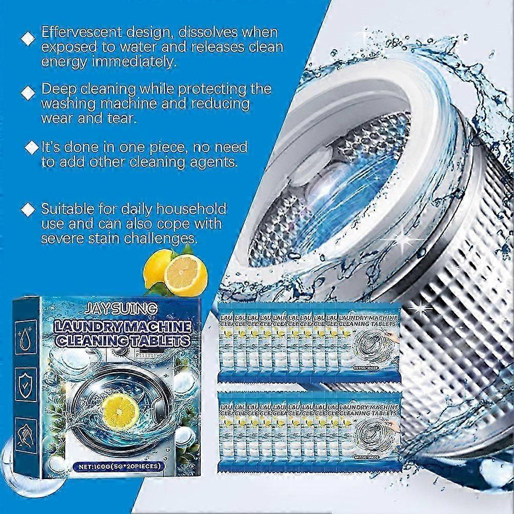 Washing machine decontamination effervescent tablets deep clean odor