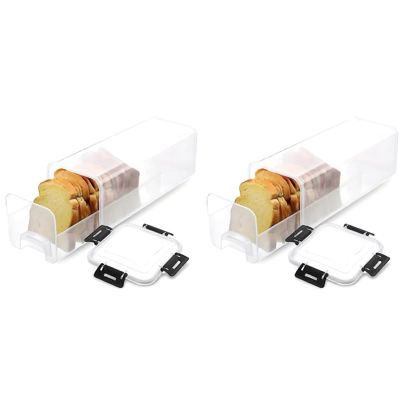 2X Bread Storage Container with Drawer Tray,Plastic Bread Box with Airtight Lid,Loaf Bread Keeper,Bread Holder