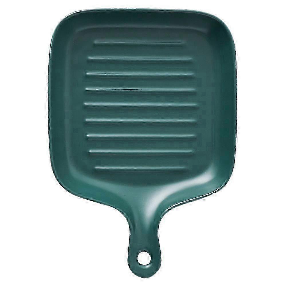 Green Ceramic Tray With Ergonomic Handle