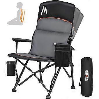 Campingstoel, hoge rugleuning, opvouwbaar, met hoofdsteun, klapstoel, draagbaar tot 226 kg, tuinstoel, inklapbaar met gevoerde armleuningen, voor outd