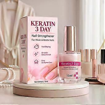 Keratine nagelversterker 15 ml, transparante nagelverzorging in brush-on vorm, geschikt voor zwakke en breekbare nagels.