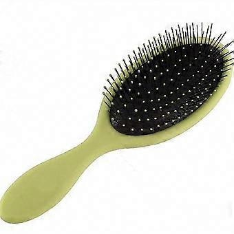 Mini Pocket Detangling Hair Brush, Yellow, Wet and Dry Use, Scalp Massager, Anti-Slip Grip