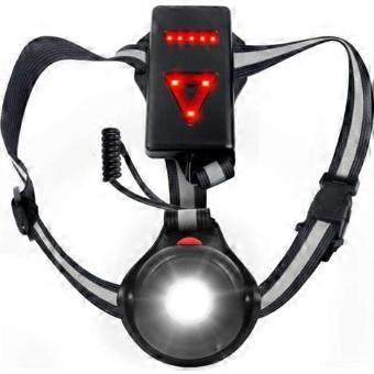 Chest-mounted running light for runners. designed for night and early morning jogging. high-end running light. the