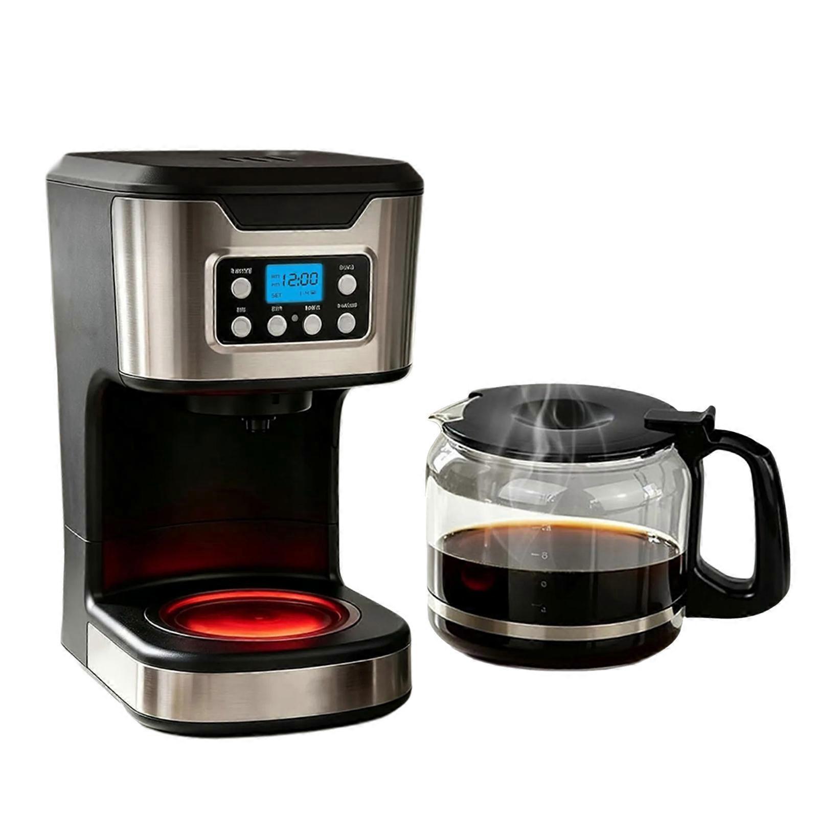 Multi-Cup Coffee Machine with 11-15-Cup Capacity, Digital Display, Push-Button Timer Panel, Glass Coffee Server, and Automatic Keep-Warm Multicolor