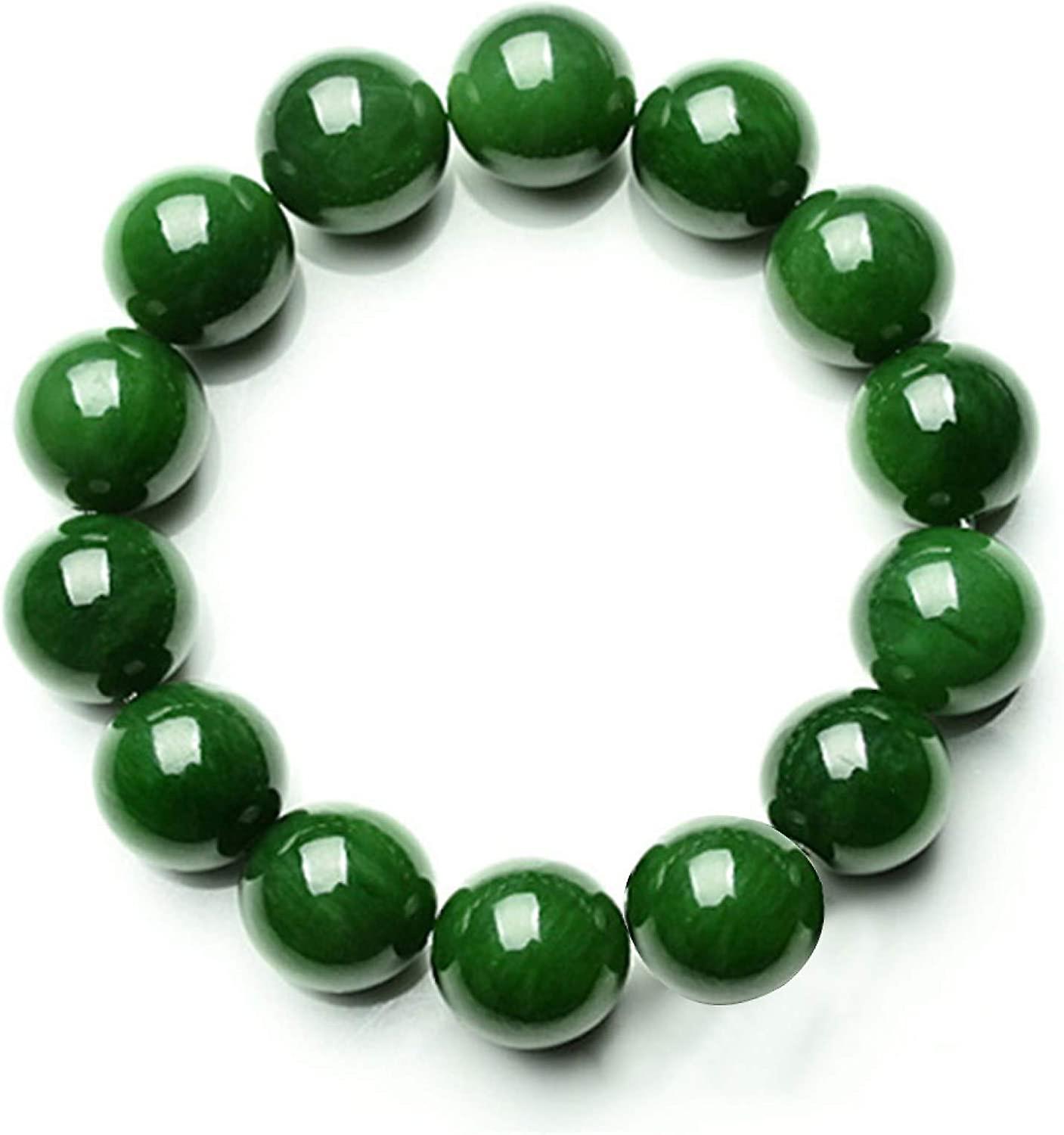 צמידי חרוזים לנשים - טבעי 10mm ירוק כהה דמוי ירקן עגול חרוזים צמיד נמתח מתנה