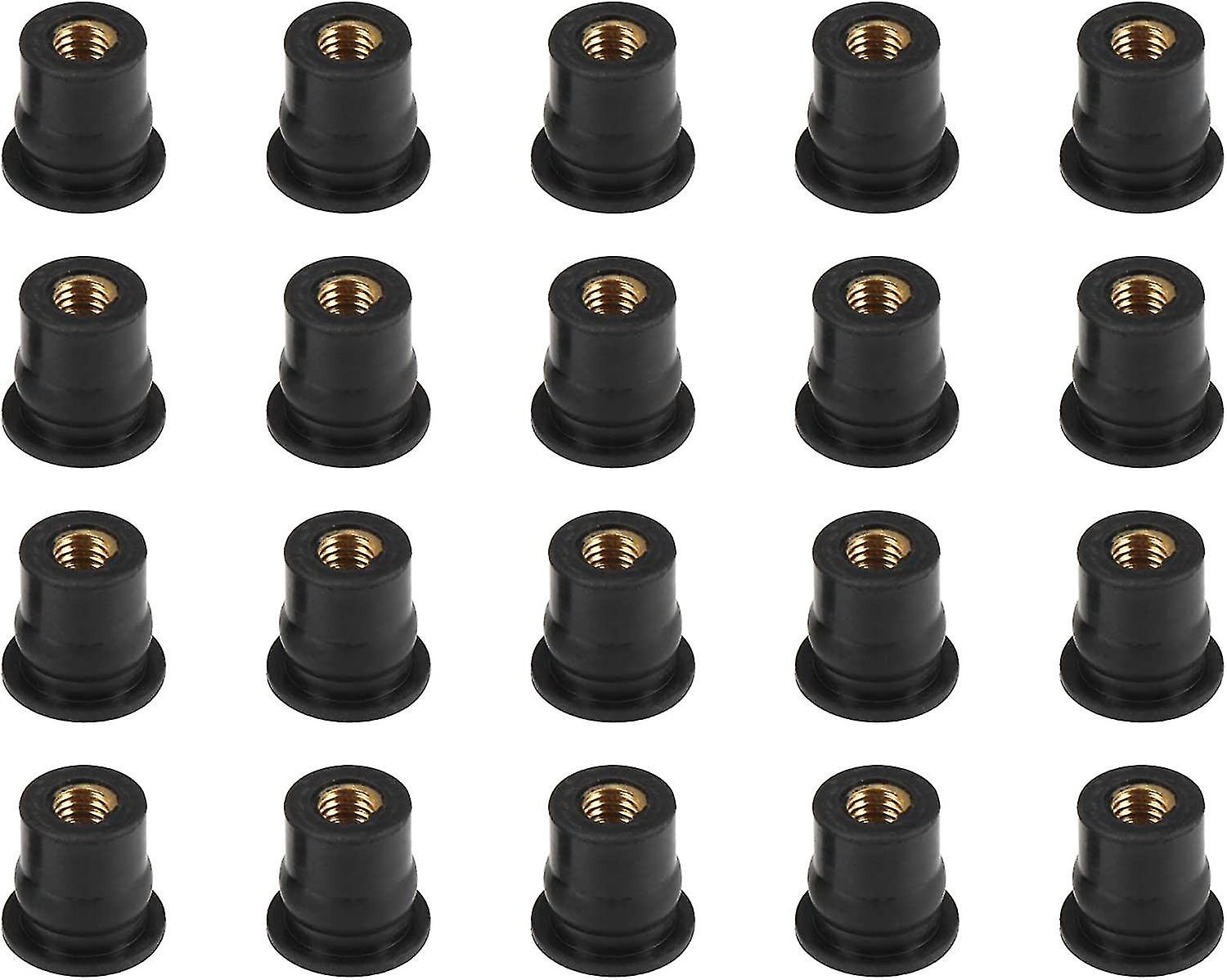 M6 Straight Convex Rubber Windshield Screws Nut For Motorcycleblack20pcs