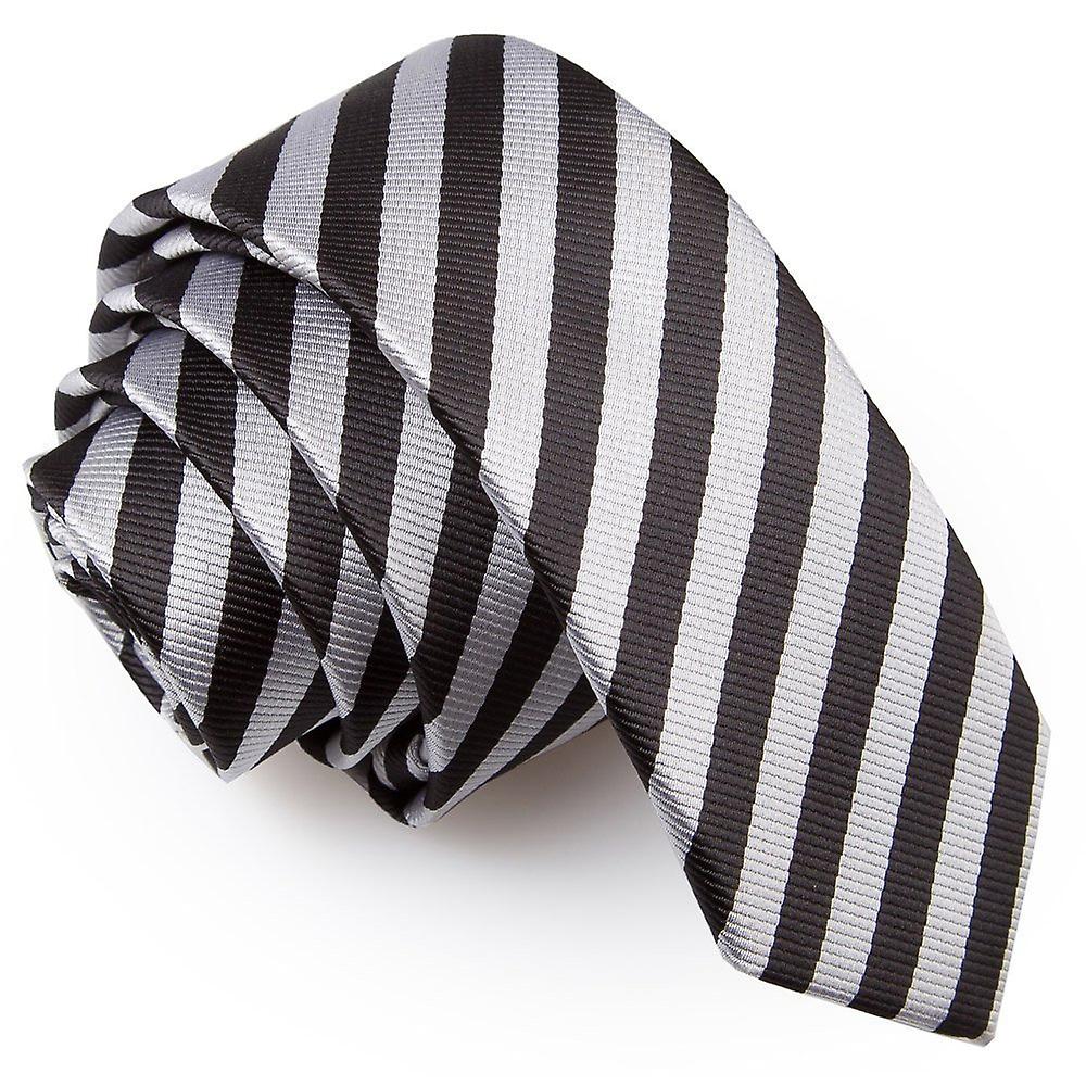 Black and Silver Thin Stripe Skinny Tie