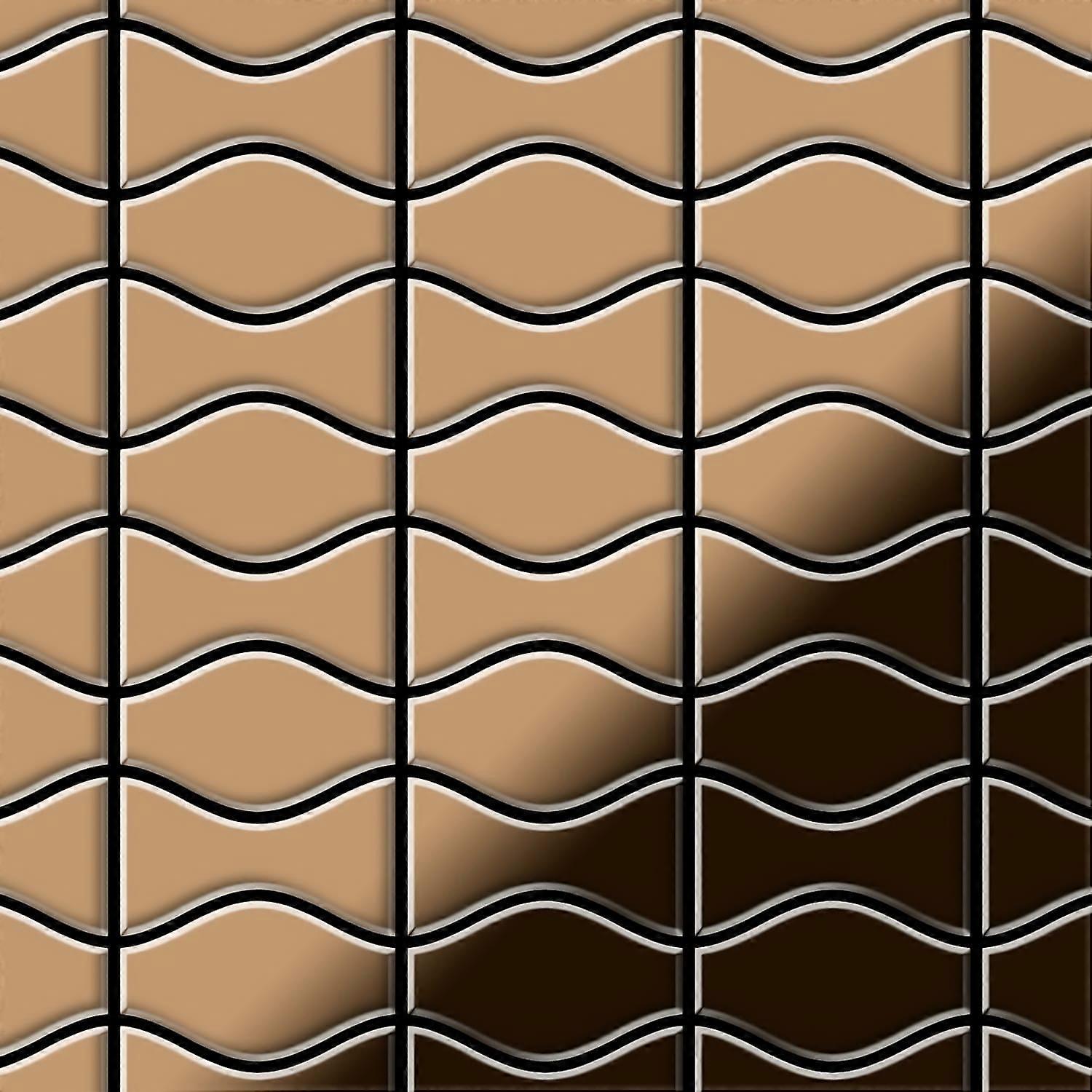Mosaik Fliese massiv Metall Titan hochglänzend in kupfer 1,6mm stark ALLOY Kismet & Karma-Ti-AM Designed by Karim Rashid 0,86 m2