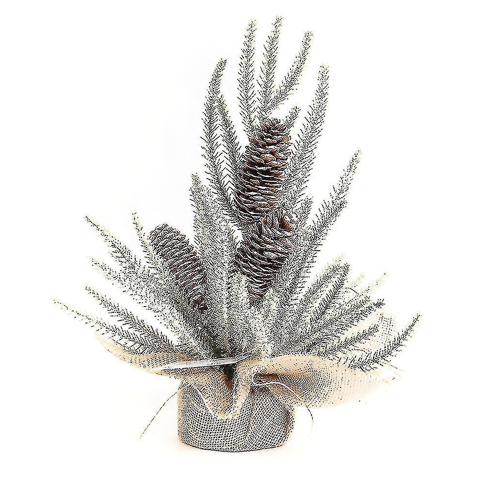Tabletop Artificial Pine Branches & Pinecones Holiday Decoration Mini Christmas Tree Potted Plants