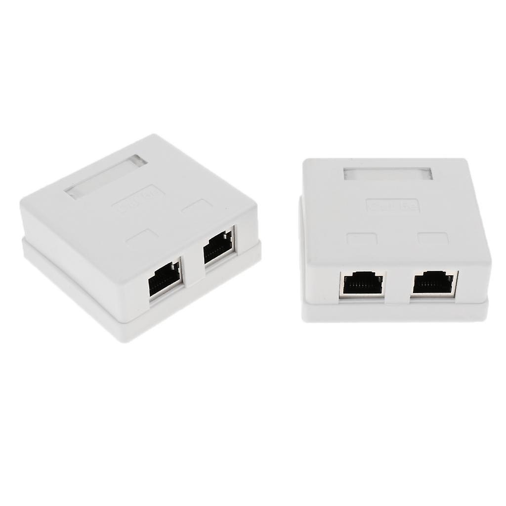 2pc Cat5e DOUBLE Port Surface Mount Outlet Box  Face Plate Backbox Combo