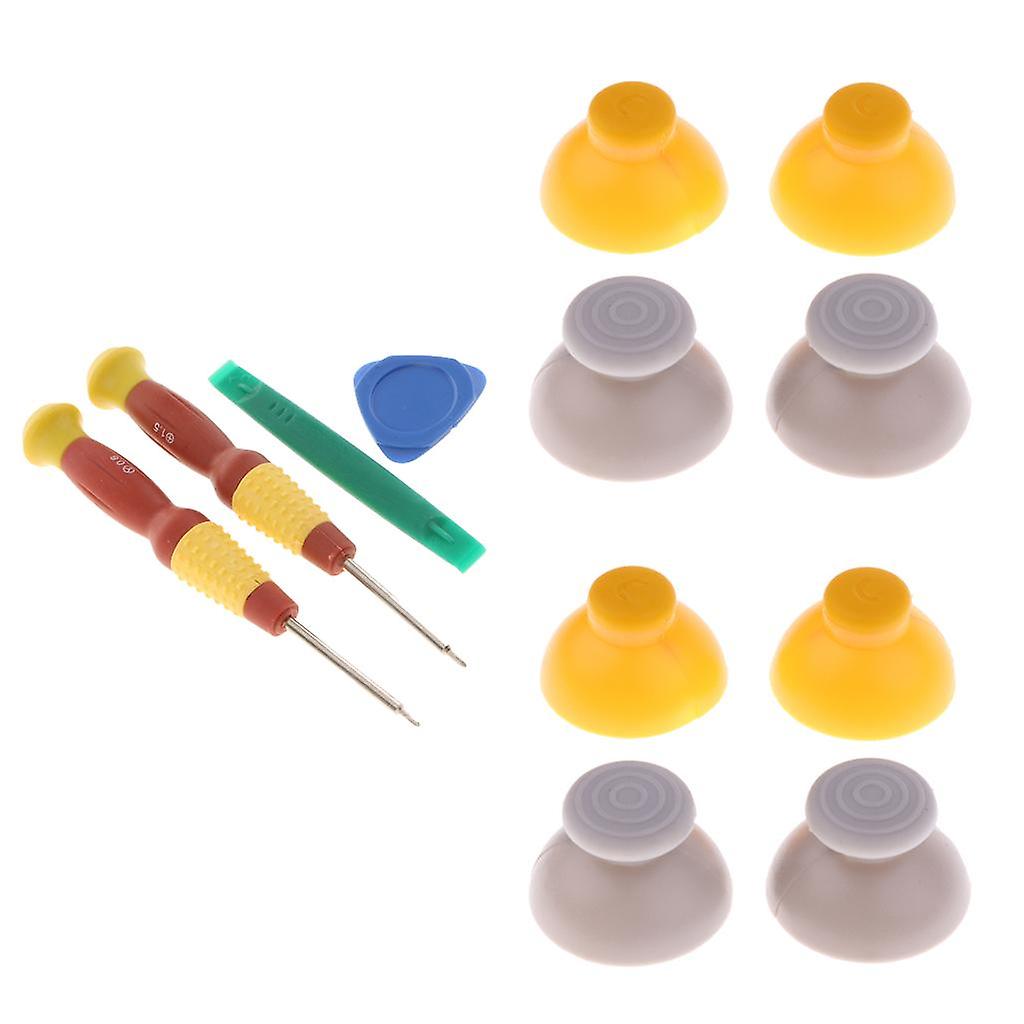 8Pcs Replacement Joystick Caps Grey+Yellow for Nintendo GameCube NGC + Tools