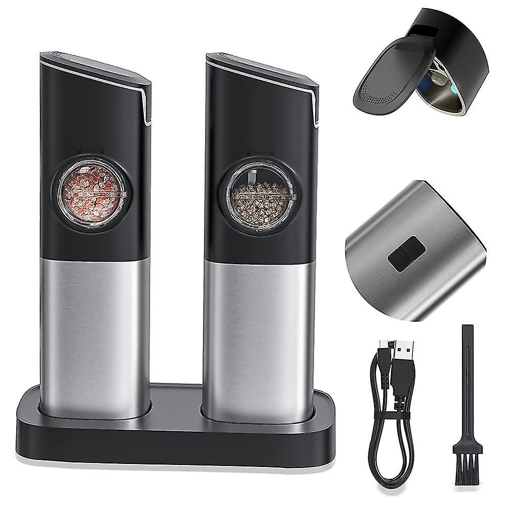 Salt And Pepper Grinder Set, Electric Pepper Grinder Usb Rechargeable,automatic Gravity Mill Grinder With Switch