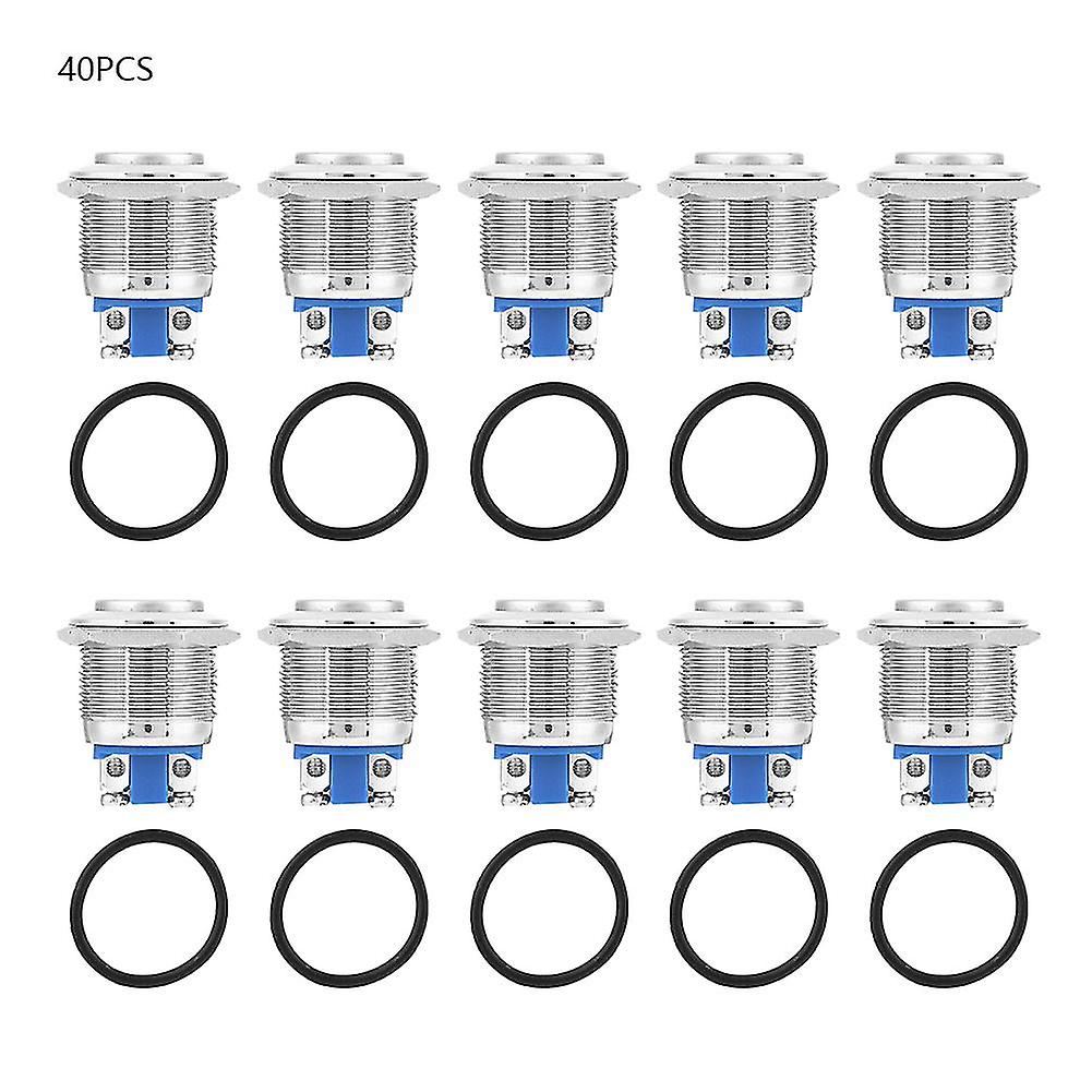 40Pcs 19mm Metal Waterproof Momentary Push Button Switch Auto Reset High Head 2-pin