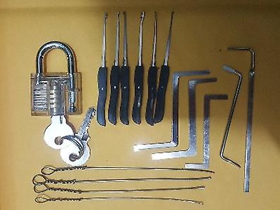 Locksmith Tension Wrench Tool , Broken Key Extractor Tools With Transparent Practice Pick Lock Combination