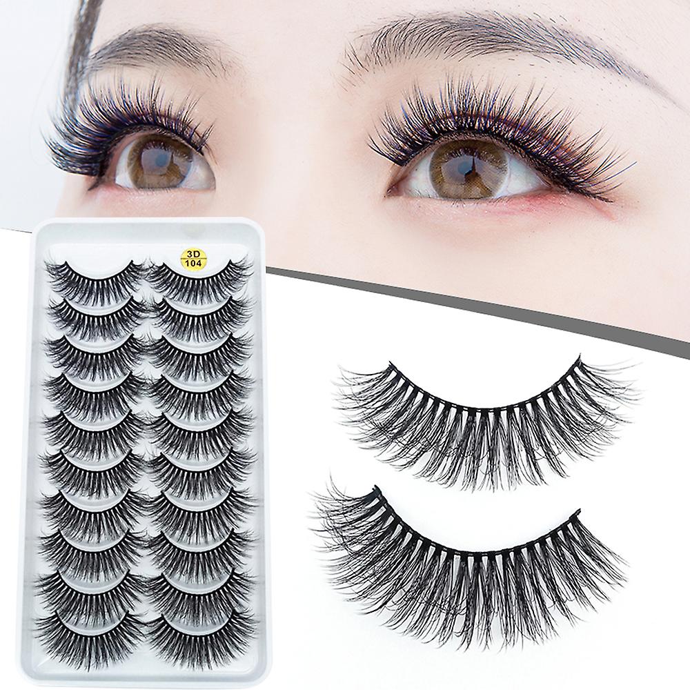 10 Pair Fake Eyelash Fluffy Volume Long Thick Lashescontact Lens Friendly For Daily Office Routine Duties