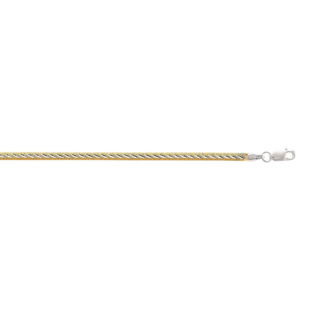 925 Sterling Silver Gold Plated 4.0mm Two tone Herringbone Chain Reversible Wear Anklet 10 Inch-Anklet for Women and Men