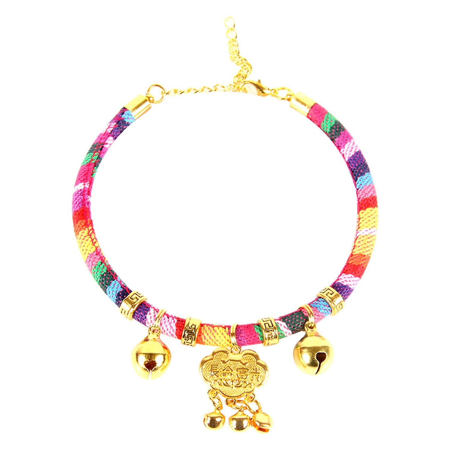 ZHOUBA Cat Bells Collar Neck Strap Teddy Puppy Leash Walking Traction Rope Pet Supply Multicolor M