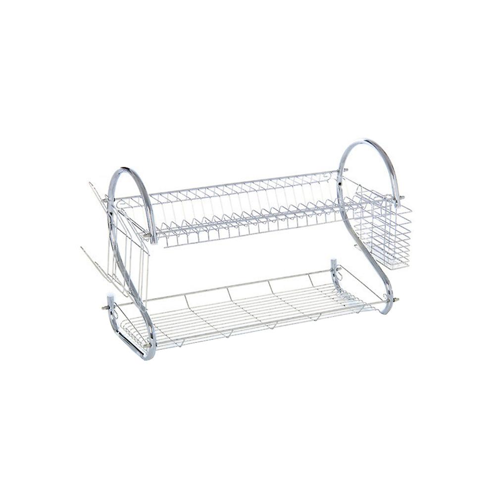 2-Tier Dish Cup Drying Rack Kitchen Tool Drainer Dryer Tray Dish Holder Organizer