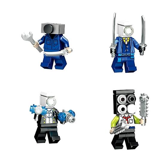 4PC Set Mini Skibidi Toilet Blocks Toy Anime Game Action Figures Building Bricks Toys Gift