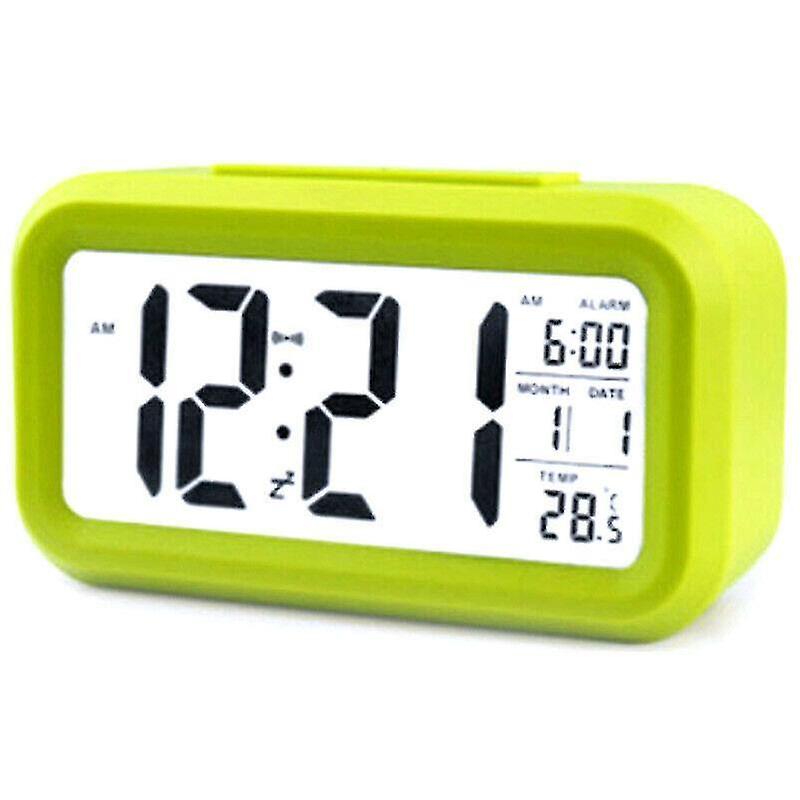 Alarm Clocks Green Digital Desk Alarm Clock Battery Operated Square Lcd Display Backlight Calendar