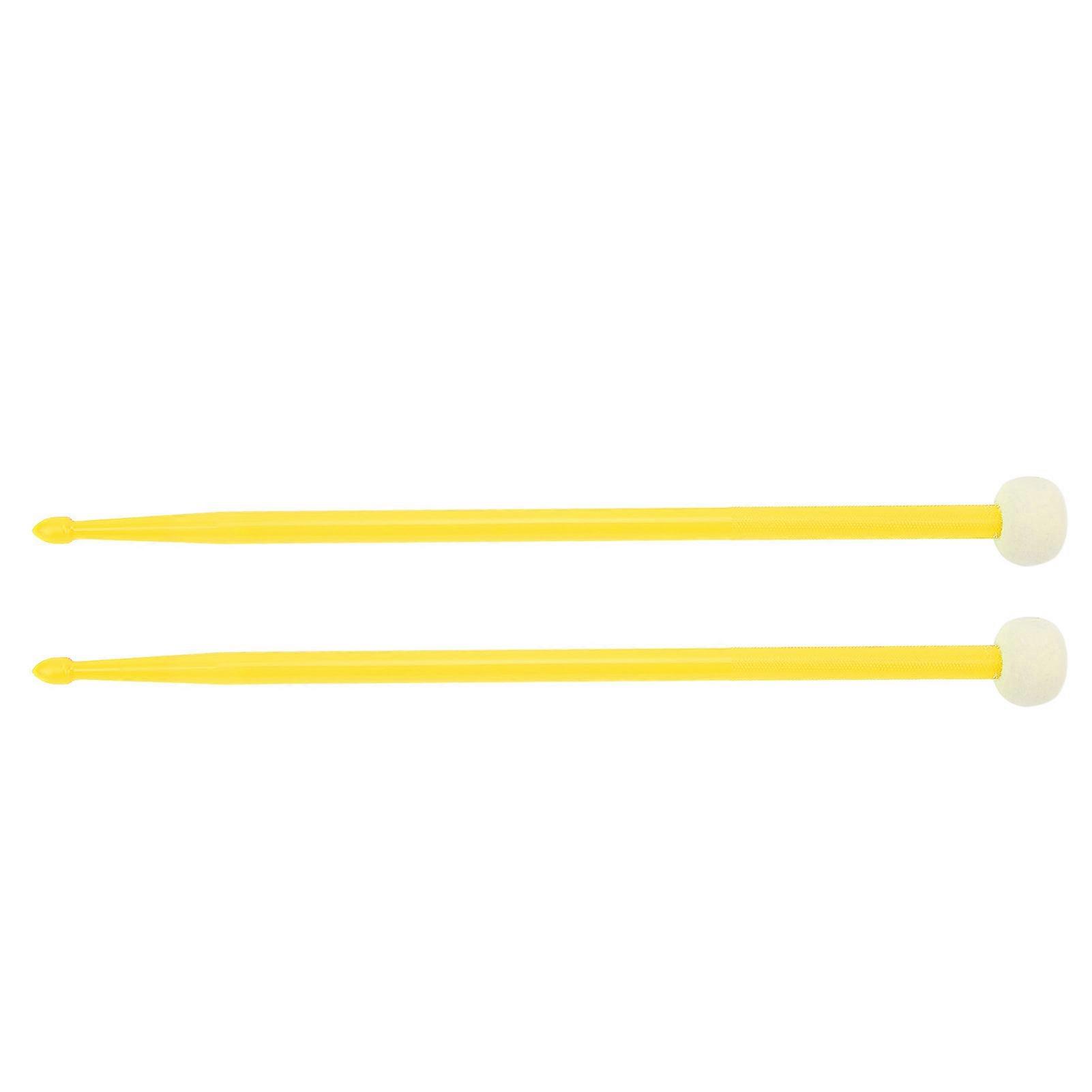 2Pcs Drum Mallet Felt Head Nylon Handle Double Headed Instrument Accessory Set Kit for Playing Yellow