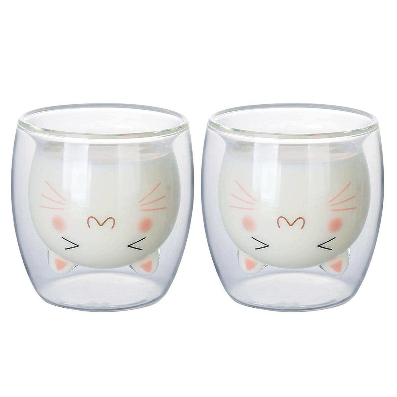 Cat Double Layer Glass Custom Gifts Durable High Quality Pretty Style Cute And Creative For Juice Coffee Cups
