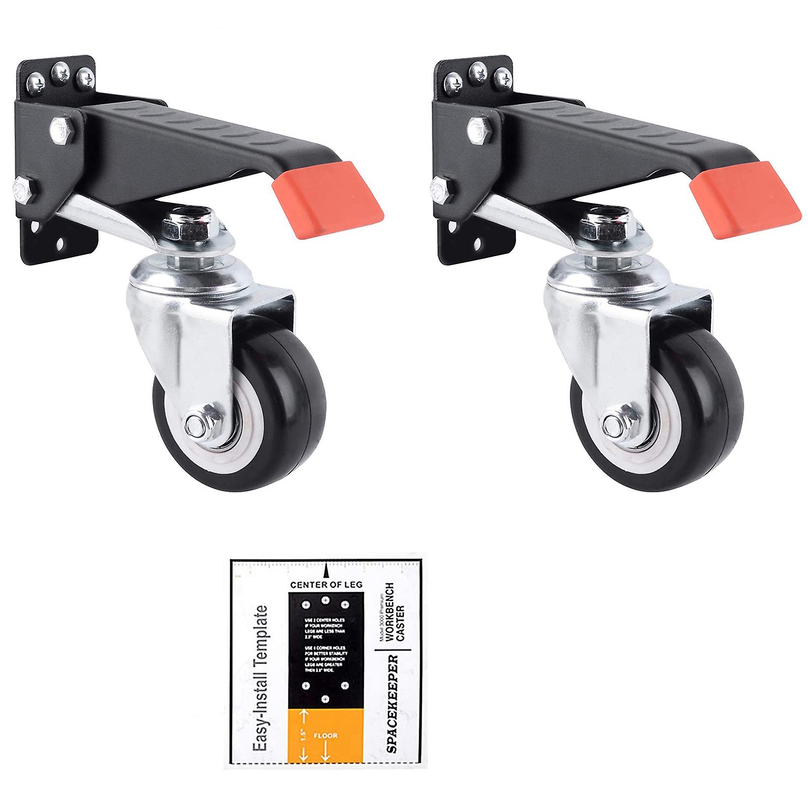 Workbench Retractable Caster Set with Removable Metal Mounting Plate