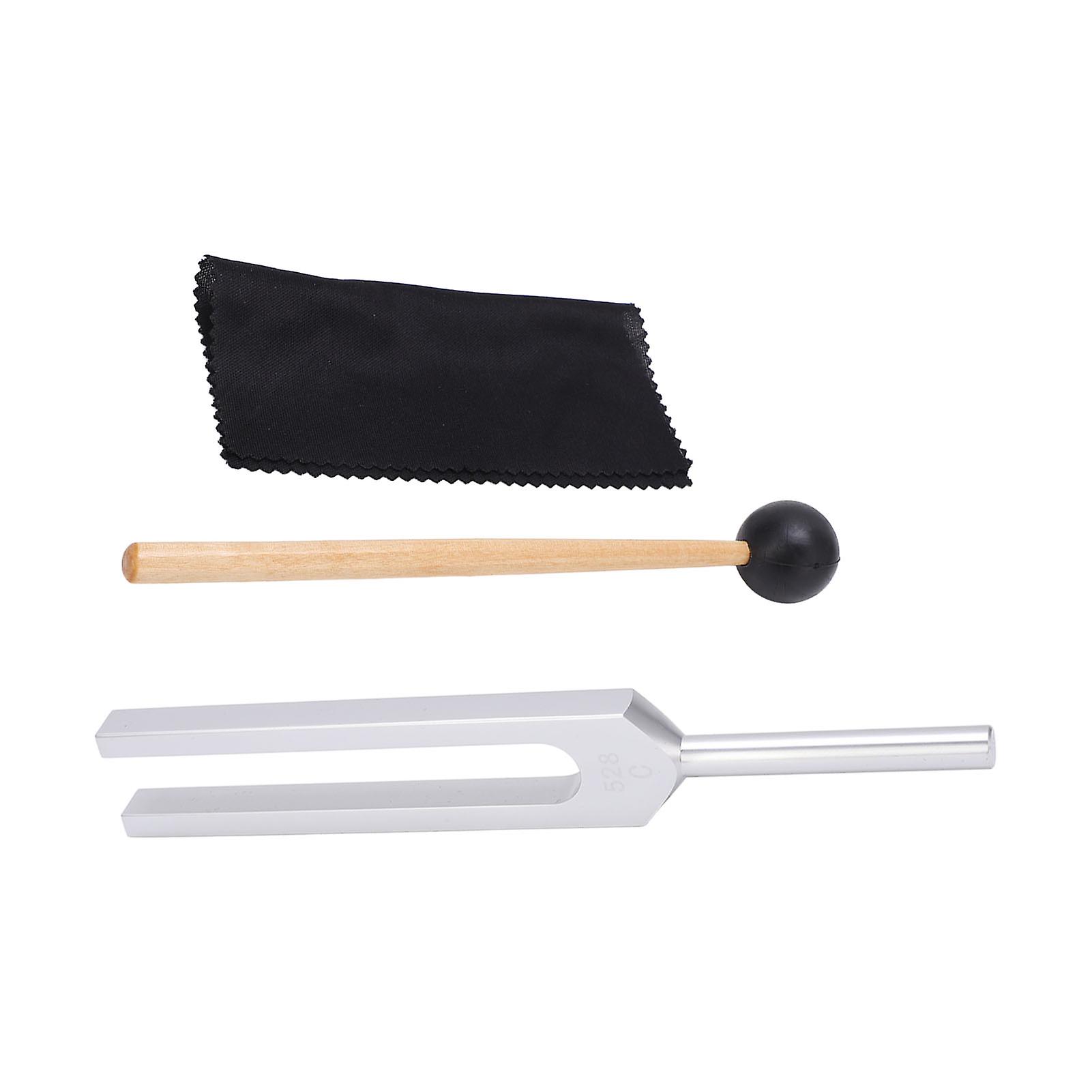 528Hz Tuning Fork Metal & Solid Wood with Bag & Cleaning Cloth
