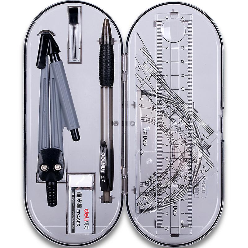 8 Pieces Math Geometry Kit Set Student Supplies with Shatterproof Storage Box & Reusable Pouch,Includes Rulers,Protractor,Compass,Pencil,Eraser.for St