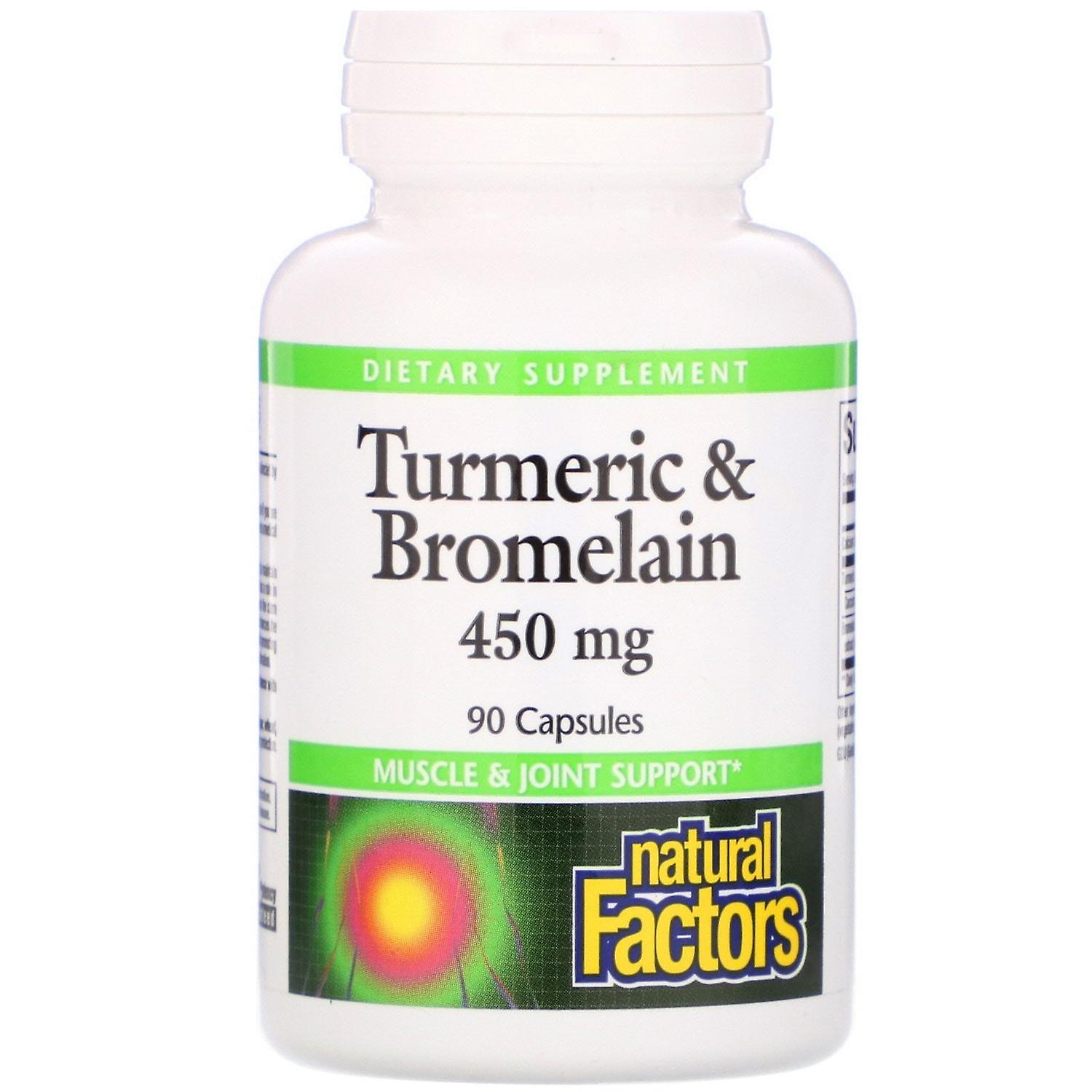 Facteurs naturels, curcuma et bromelain, 450 mg, 90 capsules