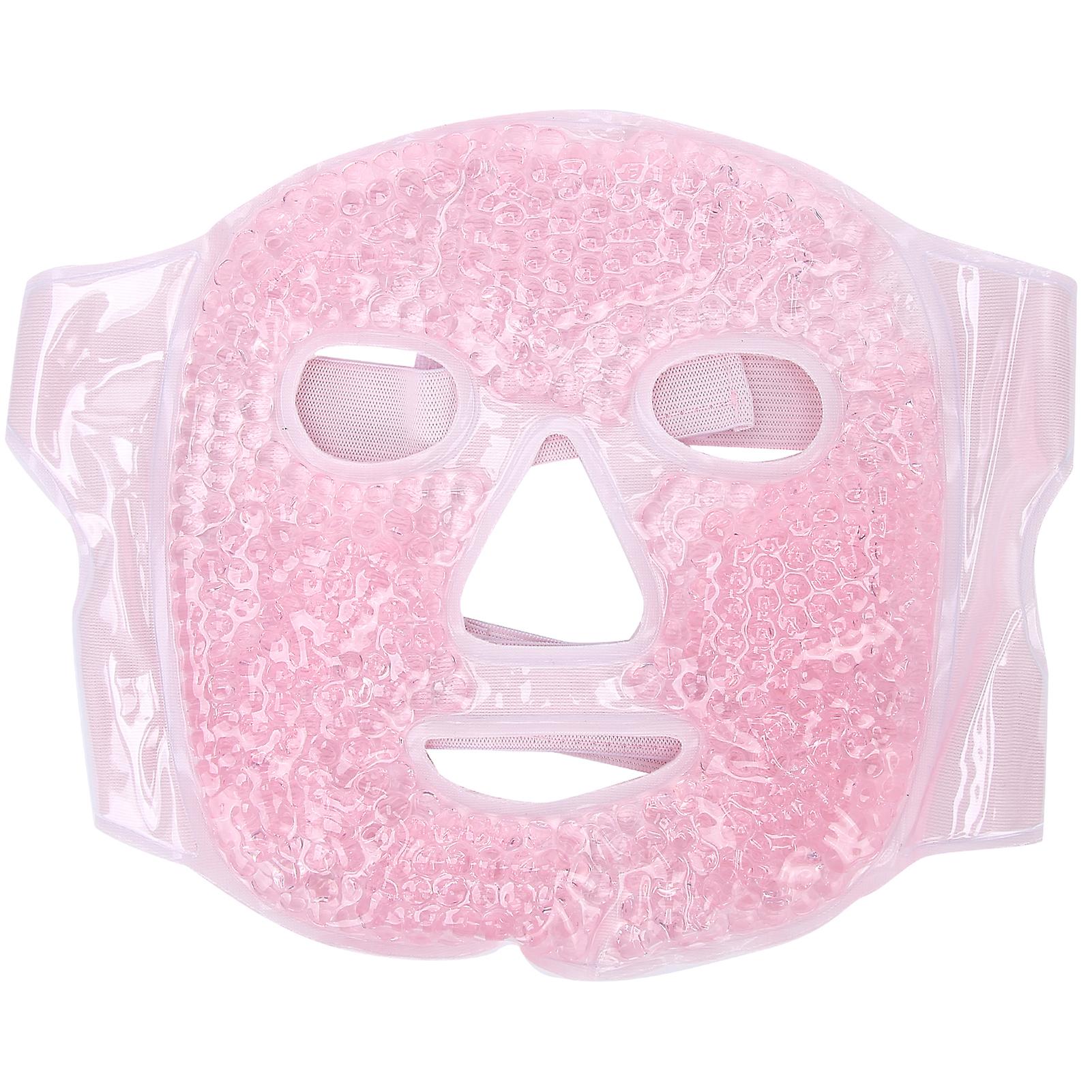 Reusable Gel Bead Face Mask, Hot and Cold Compress, Refreshing and Relaxing (Pink)