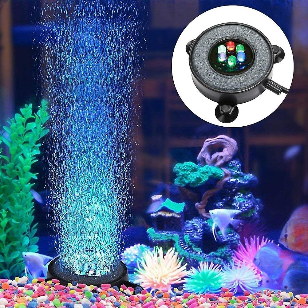 Round Aquarium Bubble Light with Color Changing LED Lights Air Pump Light Bubble Lamp