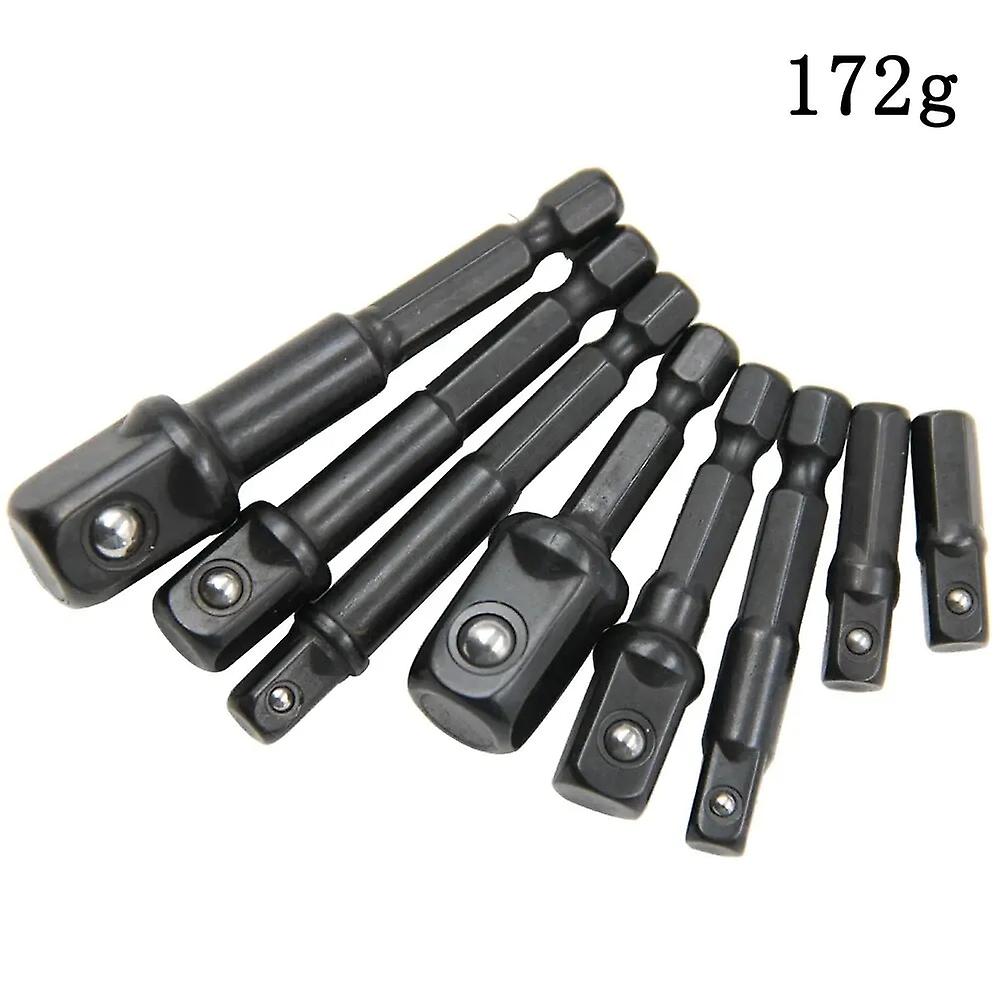 8pc Electric Screw Black 1/2 Hexagonal Handle Adapter 3/8 Square Head 1/4 Extension Rod Tool Sleeve Accessory Set
